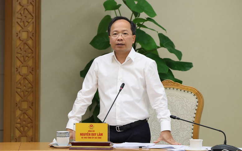Bí thư Tỉnh ủy Hà Tĩnh Nguyễn Duy Lâm phát biểu - Ảnh: VGP/Phương Nguyên