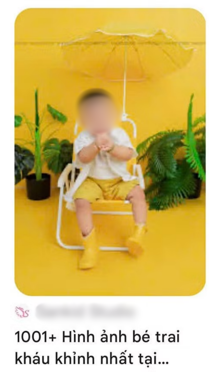 Hình ảnh bé trai mà đối tượng dùng để đăng bài được lấy từ trang web của một Studio.