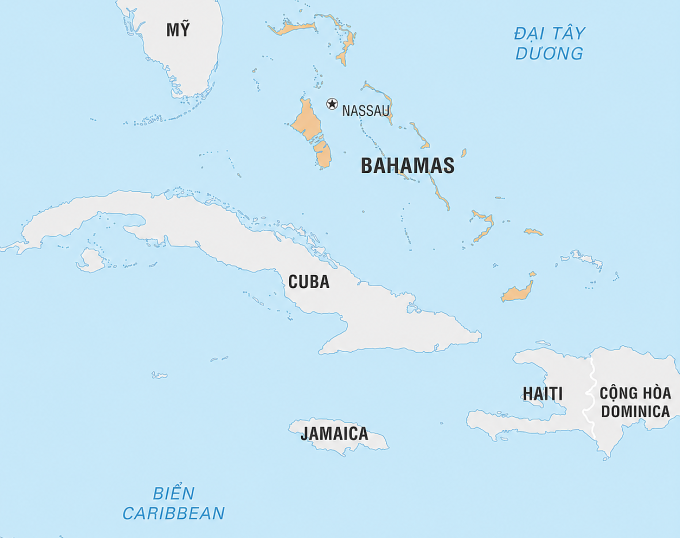 Vị trí quần đảo Bahamas ở Đại Tây Dương. Đồ họa: Britannica