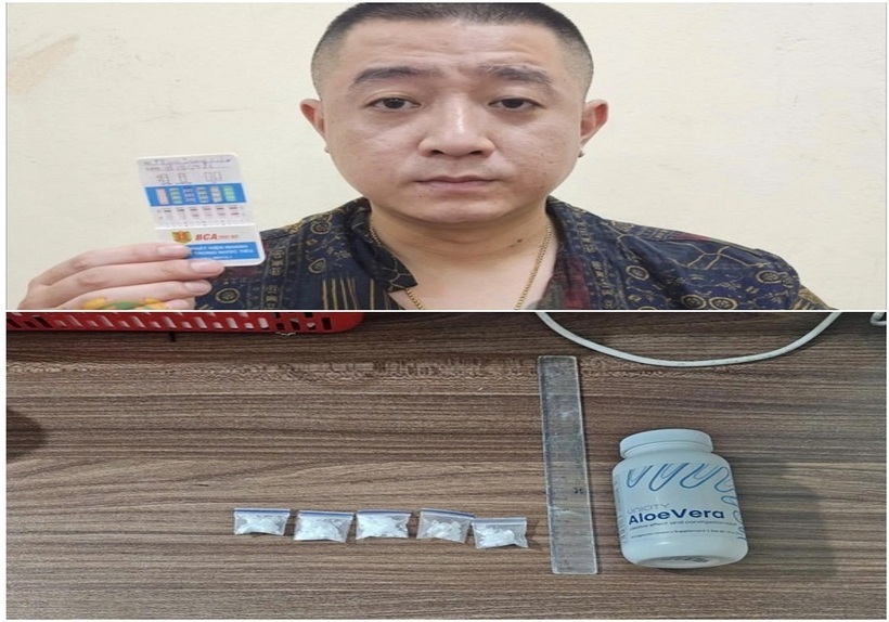 Đối tượng Phạm Trung Kiên cùng tang vật lực lượng Công an thu giữ. Ảnh: Công an tỉnh Lạng Sơn.
