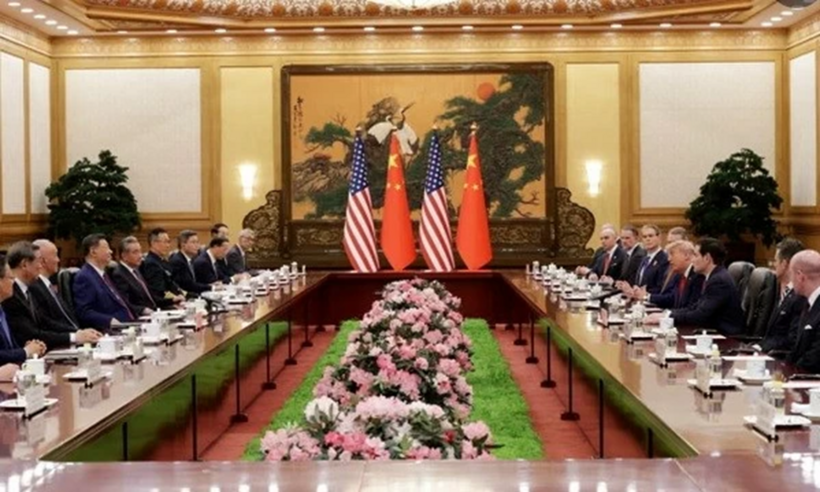 Toàn cảnh Hội đàm giữa hai nhà lãnh đạo Mỹ-Trung Quốc ngày 14/5. (Getty Images)