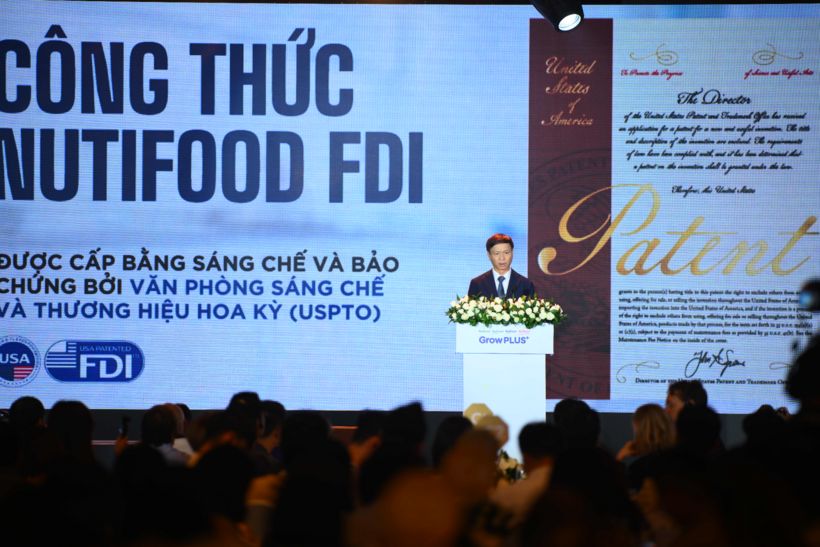Thứ trưởng Hoàng Minh - Bộ Khoa học và Công nghệ - phát biểu tại sự kiện Nutifood công bố Công thức FDI được USPTO Hoa Kỳ cấp bằng sáng chế