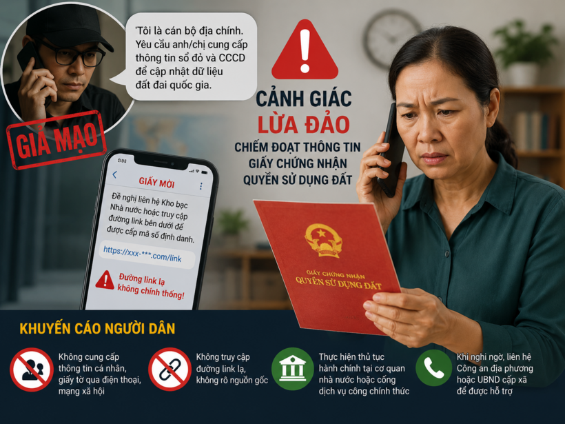 Người dân cần cảnh giác trước các cuộc gọi yêu cầu cung cấp thông tin cá nhân, các đường link lạ được gửi đến qua tin nhắn để tránh bị các đối tượng xấu chiếm đoạt tài sản. (Ảnh: Công an tỉnh Lâm Đồng)