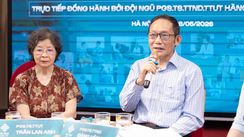 PGS.TS.TTND Đặng Văn Em và PGS.TS.TTUT Trần Lan Anh trong buổi tọa đàm chuyên đề về điều trị vẩy nến