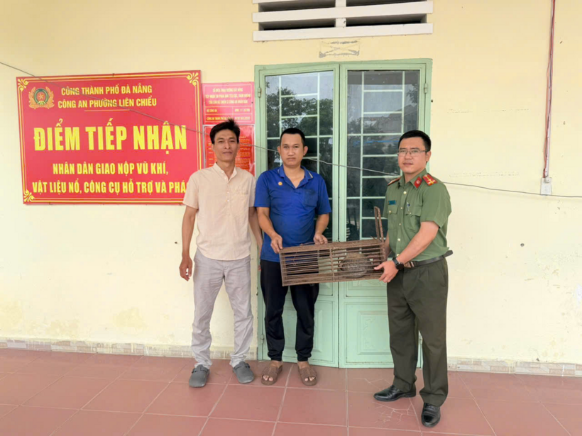 Bàn giao cá thể Tê Tê cho cơ quan chức năng. Ảnh; Công an Đà Nẵng