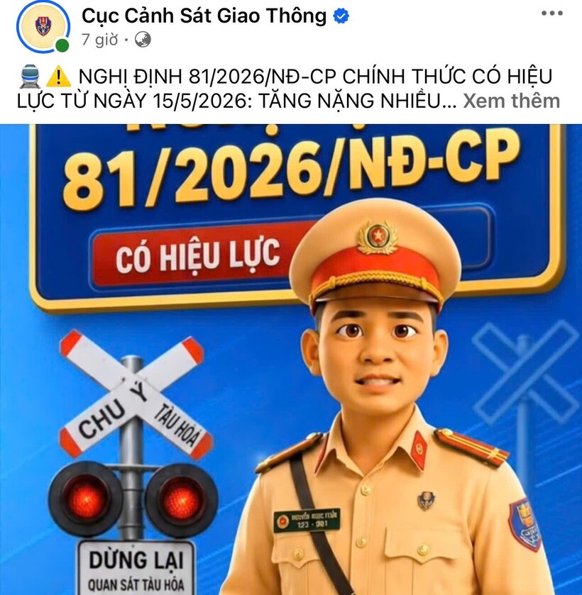 Video AI tuyên truyền về Nghị định 81/2026/NĐ-CP của Phòng CSGT Hà Nội.