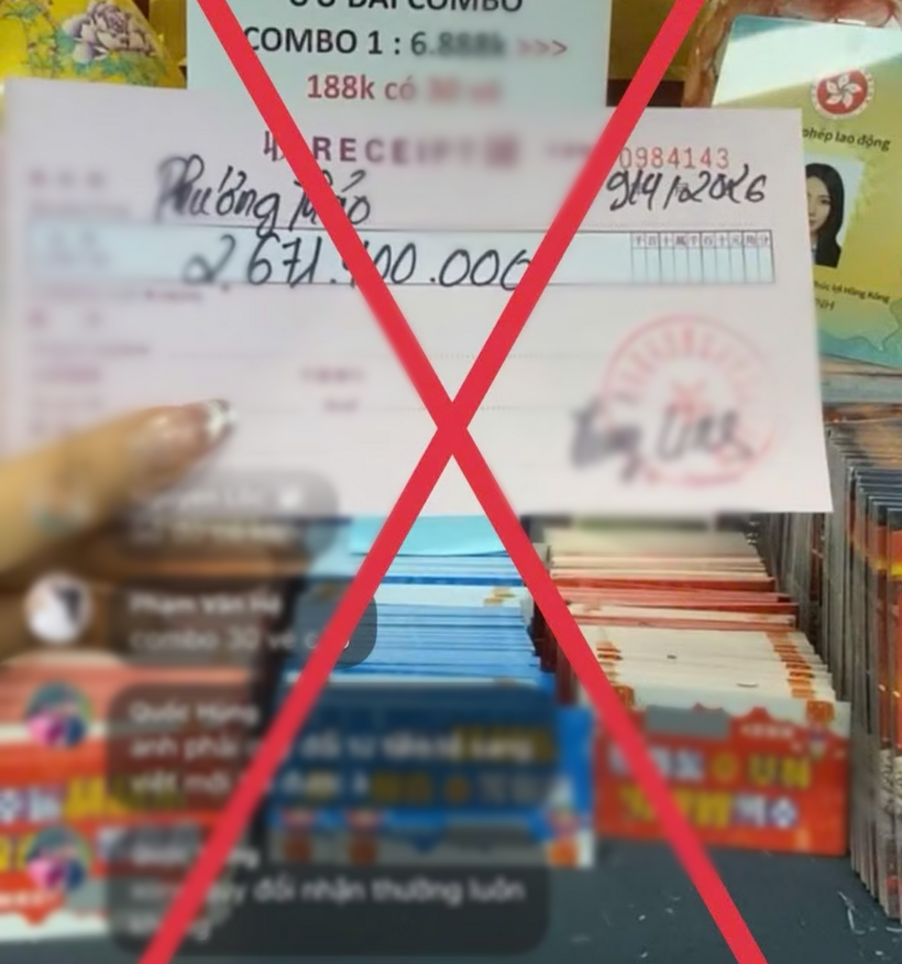 Giao diện 1 phiên live livestream “cào thẻ trúng thưởng” trên mạng xã hội Facebook. (Ảnh: Công an TP.Đồng Nai)