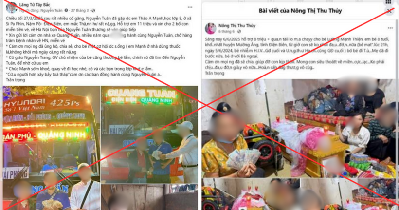 Những bài đăng trong "chiến dịch từ thiện" của Nguyễn Mạnh Tuân và Nông Thị Thu Thủy.