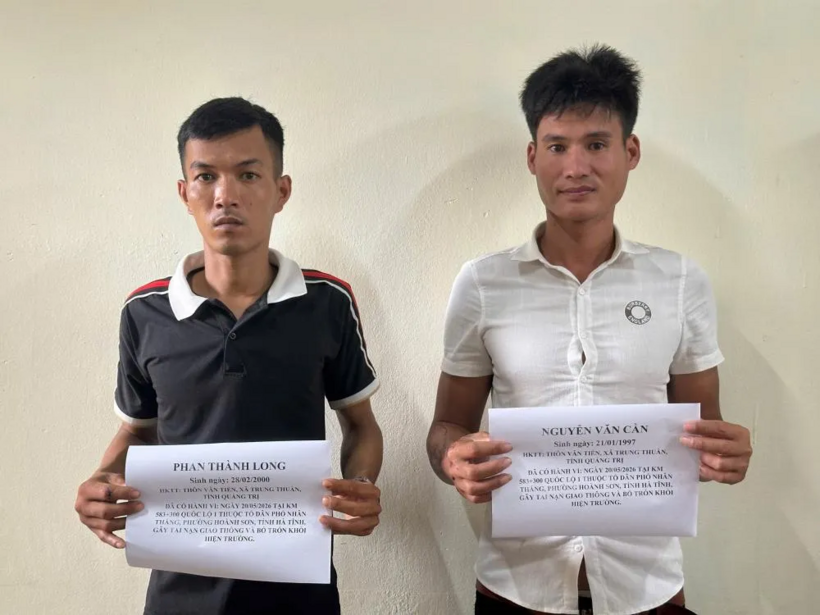 Hai đối tượng gây tai nạn bỏ trốn tại cơ quan Công an. Ảnh: Công an tỉnh Hà Tĩnh