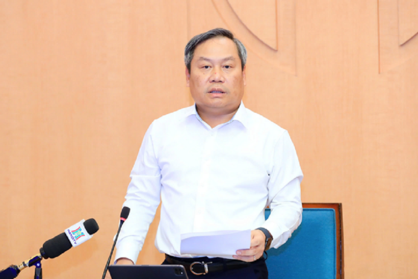 Chủ tịch UBND TP.Hà Nội Vũ Đại Thắng phát biểu kết luận cuộc họp. ẢNH: LÊ HẢI