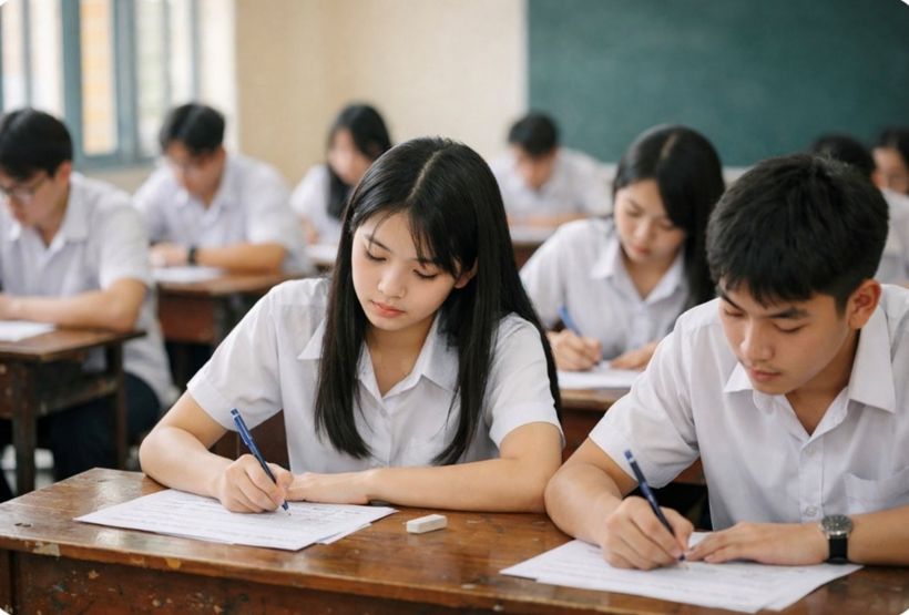 Sai lầm phổ biến của nhiều học sinh là vừa nhận đề đã cắm cúi làm ngay vì sợ thiếu thời gian. Điều này khiến các em dễ đọc sót dữ kiện, hiểu nhầm yêu cầu hoặc bị “kẹt” ở câu khó ngay từ những câu đầu tiên. Ảnh minh họa