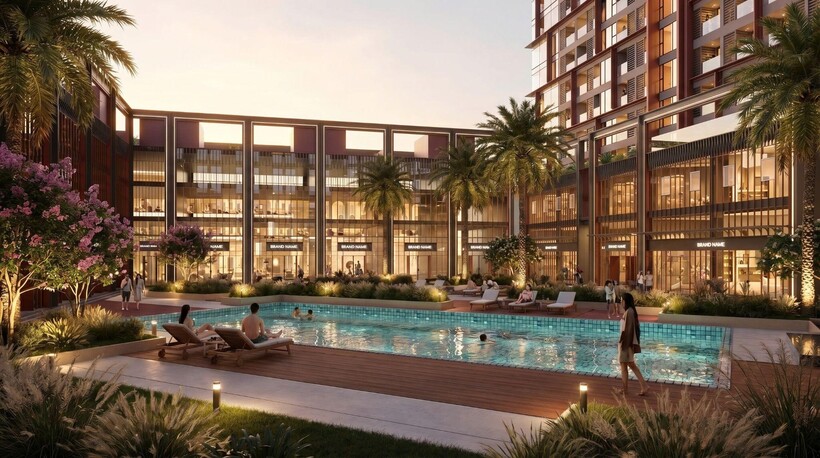 Bể bơi phong cách resort - một trong những mảnh ghép kiến tạo chất sống thăng hoa tại Symphony 5. Ảnh: Sun Property.