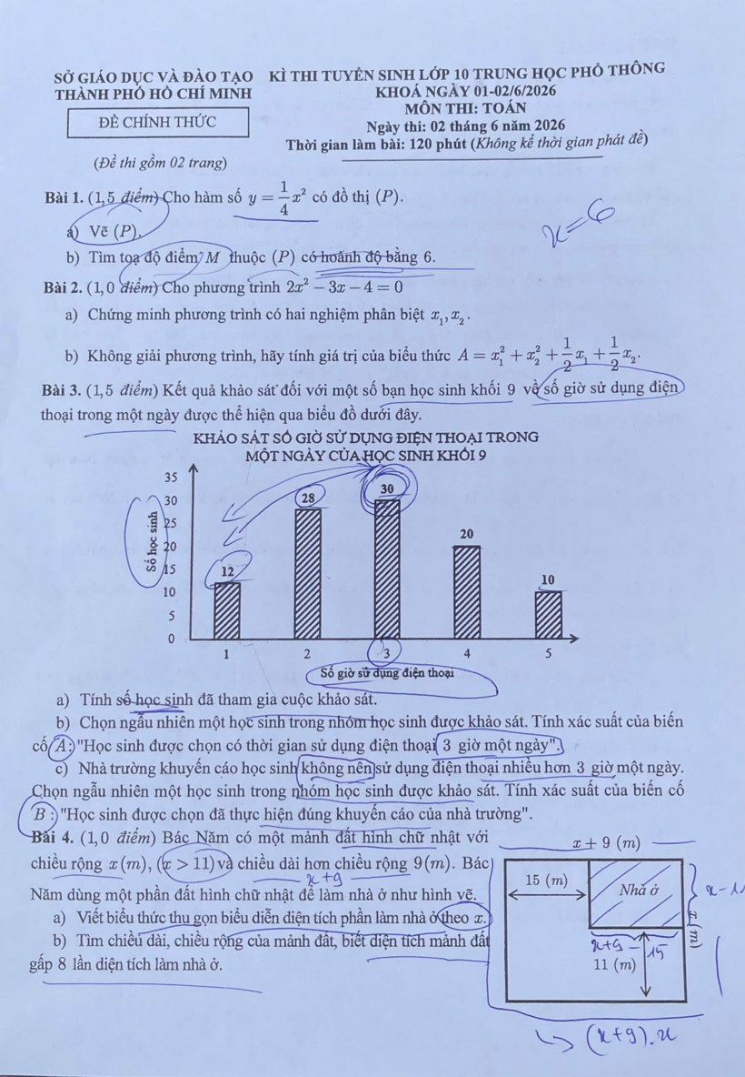 Đề thi, đáp án gợi ý môn Toán vào lớp 10 năm 2026 tại TP.HCM - 1