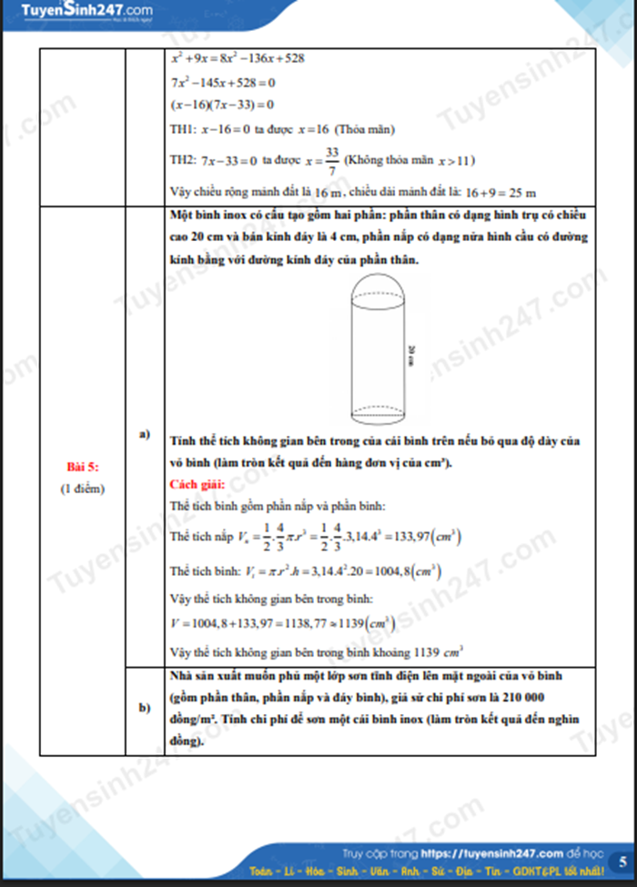 Đề thi, đáp án gợi ý môn Toán vào lớp 10 năm 2026 tại TP.HCM - 7