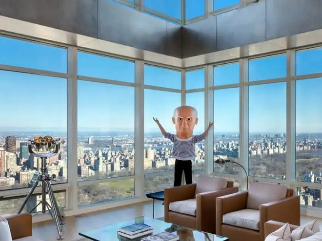 Bức điêu khắc Pablo Picasso trong phòng khách của tỷ phú Cohen. (Ảnh: Business Insider)