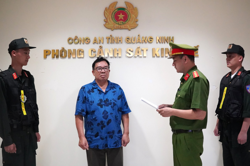Ông Vương Đức Lanh, Chủ tịch Hội đồng thành viên Công ty TNHH Việt Mỹ Hạ Long bị khởi tố để điều tra về hành vi "Lừa đảo chiếm đoạt tài sản". Ảnh: Công an tỉnh Quảng Ninh