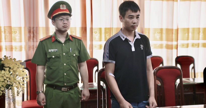 Đối tượng Đỗ Đình Dũng tại cơ quan Công an.