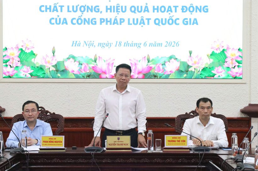 Thứ trưởng Bộ Tư pháp Nguyễn Thanh Ngọc phát biểu tại Hội thảo.