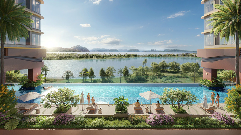 Bể bơi vô cực với tầm nhìn panorama đắt giá của The Bayside (Nguồn: MIK Group)