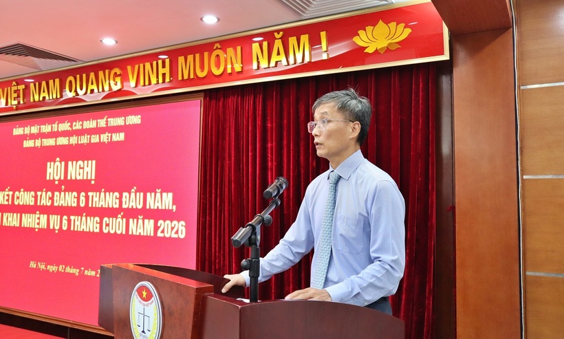 Bí thư Đảng uỷ, Chủ tịch Hội Luật gia Việt Nam Nguyễn Khánh Ngọc kết luận Hội nghị.