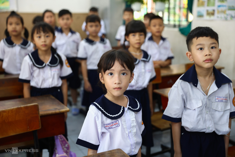 Học sinh trường tiểu học Bùi Văn Mới, TP HCM, tháng 9/2025. Ảnh minh họa: Quỳnh Trần