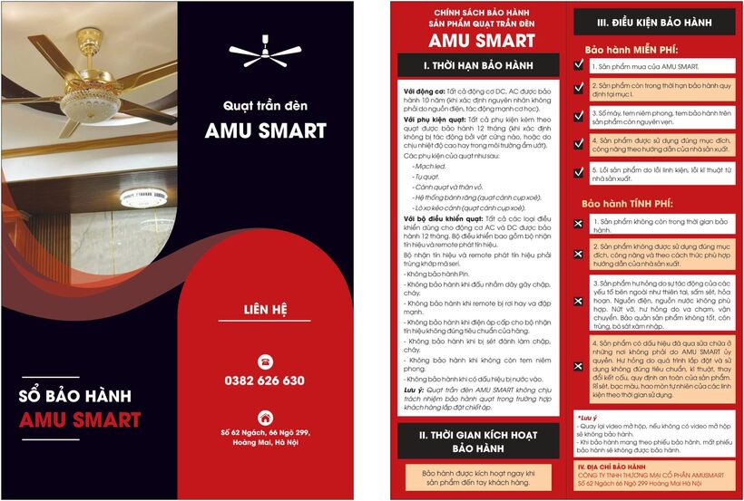 Mỗi sản phẩm của AMU Smart đều có giấy bảo hành kèm theo