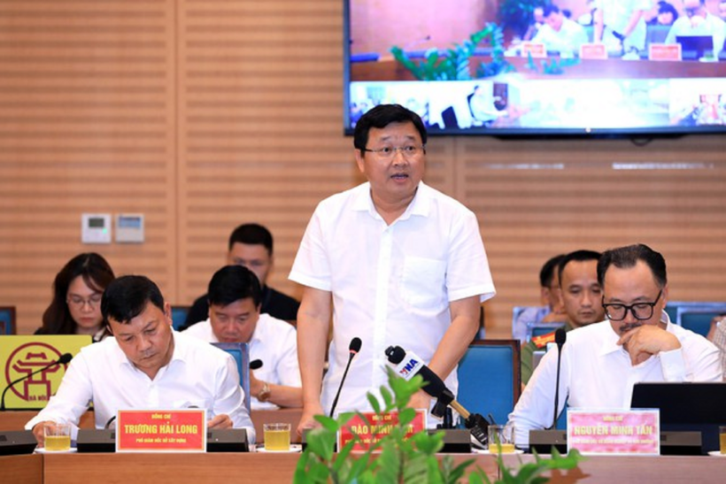 Ông Đào Minh Tâm – Phó Giám đốc Sở Quy hoạch và Kiến trúc Hà Nội trả lời tại họp báo (Ảnh: Thanh Hải).