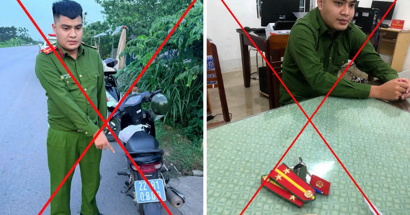 Nguyễn Bá Nghĩa mua trên mạng trang phục giống Công an nhân dân cùng phù hiệu, biển số xe nền màu xanh và một số vật dụng liên quan để giả danh lực lượng Công an.