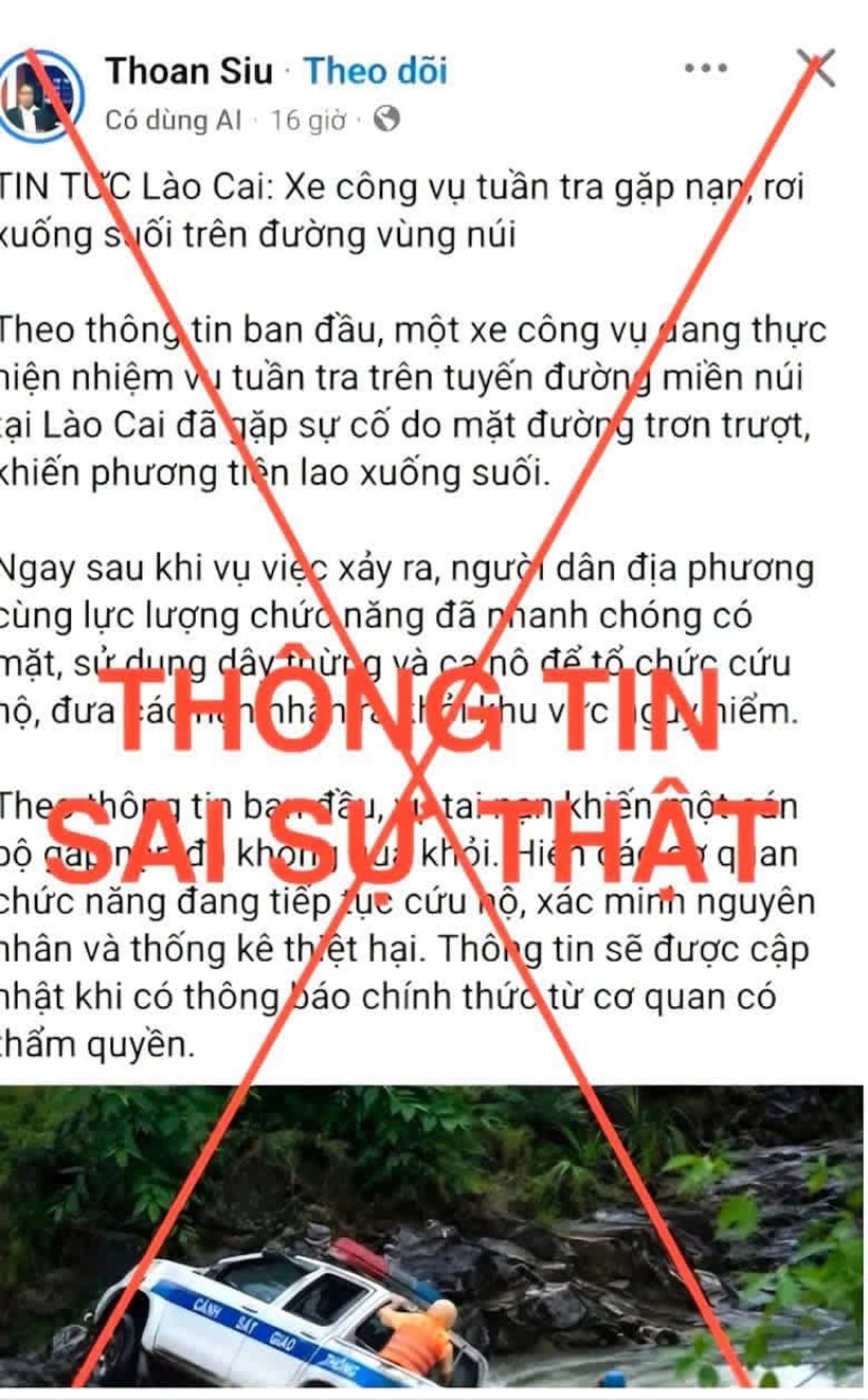 Thông tin sai sự thật được lan truyền trên mạng xã hội Facebook