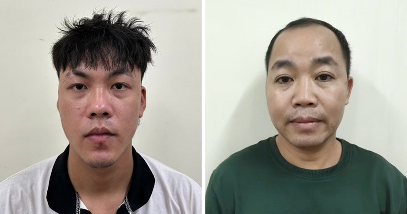 Hai đối tượng Lê Văn Thuận và Nguyễn Tiến Sỷ (từ trái qua phải). (Ảnh: X.M)