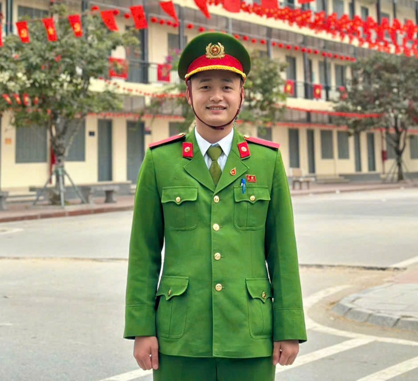 Trung úy Lê Quốc Tiến, nguyên cán bộ Công an xã Cao Đại (cũ), Công an tỉnh Phú Thọ, hiện là học viên Học viện Cảnh sát nhân dân