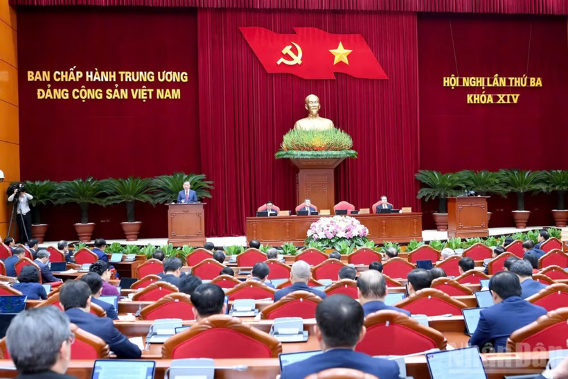 Khai mạc Hội nghị lần thứ 3 Ban Chấp hành Trung ương Đảng khóa XIV. (Ảnh: ĐĂNG KHOA)