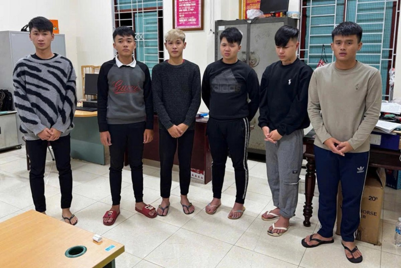 6 thanh niên trong vụ việc bị tạm giữ hình sự. (Ảnh: Công an tỉnh Gia Lai)
