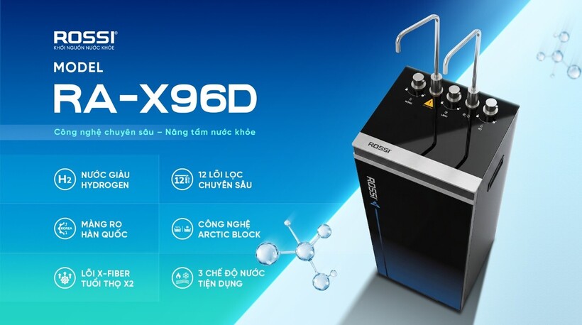 Máy lọc nước ROSSI RA-X96D là dòng cao cấp nhất trong bộ ba vừa ra mắt