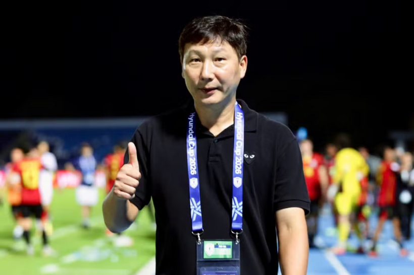 HLV Kim Sang-sik sau trận Việt Nam 7-0 Timor Leste. (Ảnh: VFF)