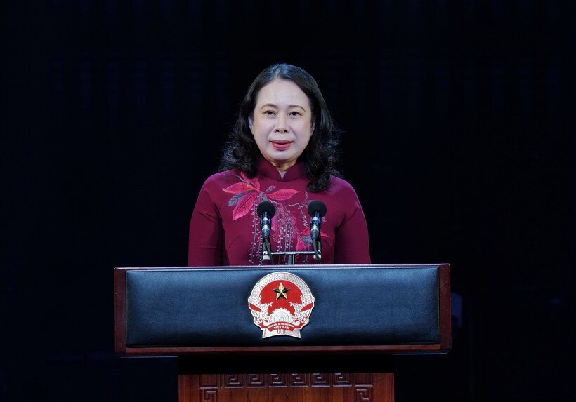 Bí thư Trung ương Đảng, Phó Chủ tịch nước Cộng hòa Xã hội Chủ nghĩa Việt Nam Võ Thị Ánh Xuân phát biểu chúc mừng Vinamilk tại sự kiện (Ảnh: Minh Anh).
