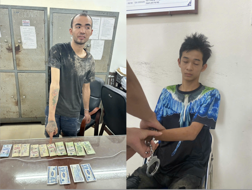 Hai đối tượng thực hiện vụ cướp tài sản của tài xế ô tô tại xã Ân Thi, tỉnh Hưng Yên. Ảnh: Công an Hưng Yên