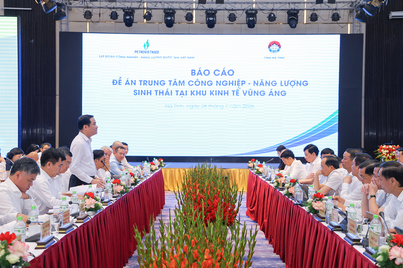 Toàn cảnh buổi làm giữa Petrovietnam và Tỉnh ủy, UBND tỉnh Hà Tĩnh ngày 28/7/2026.