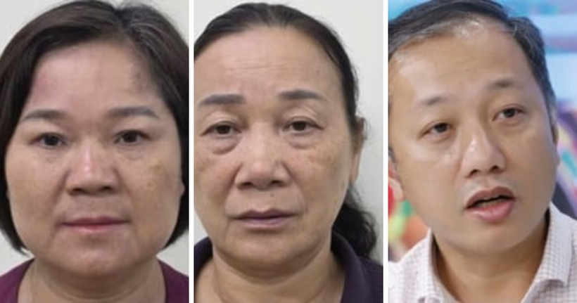 Từ trái qua: Nguyễn Thị Hà, Bế Thị Thu Hiền, Nguyễn Quang Hiếu. (Ảnh: Bộ Công an)