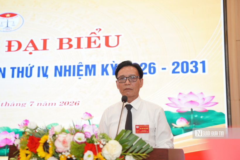 Luật gia Phạm Văn Chung - Chủ tịch Hội Luật gia tỉnh Sơn La khóa III, thông tin kết quả công tác nhiệm kỳ vừa qua.