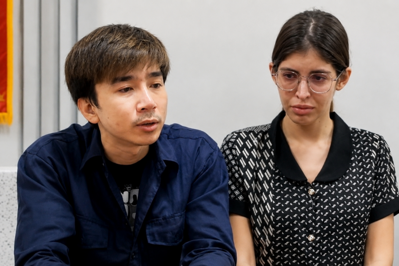 Bị cáo Nguyễn Trung Hiếu (Chi Dân), Andrea Aybar (Ảnh: Công an cung cấp)/Dân Trí