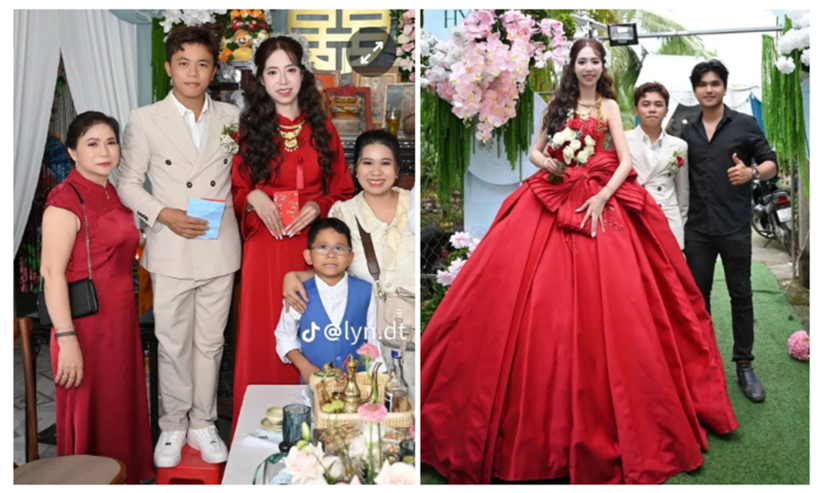 Khoảnh khắc thú vị trong hôn lễ của cặp đôi. Ảnh: Znews