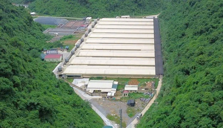 Một góc trang trại chăn nuôi heo của Công ty TNHH Dabaco Thanh Hóa ở xã Thạch Quảng. Ảnh: Tuổi trẻ
