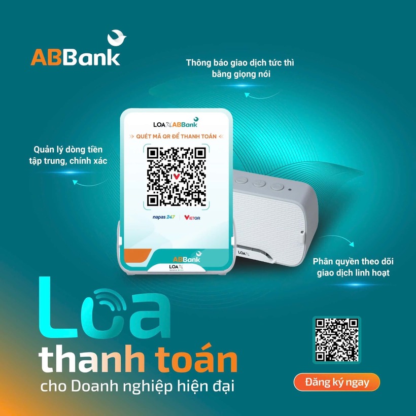 Giải pháp Loa thanh toán của ABBank giúp gỡ ba điểm nghẽn trong vận hành của các doanh nghiệp kinh doanh dịch vụ. Ảnh ABBank