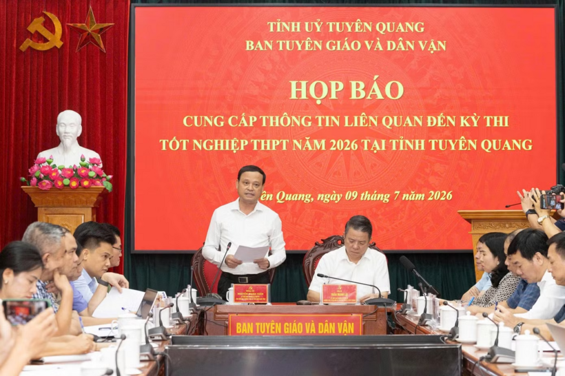 Họp báo thông tin về kì thi tốt nghiệp THPT 2026 của Tuyên Quang. Ảnh: ĐỨC ANH