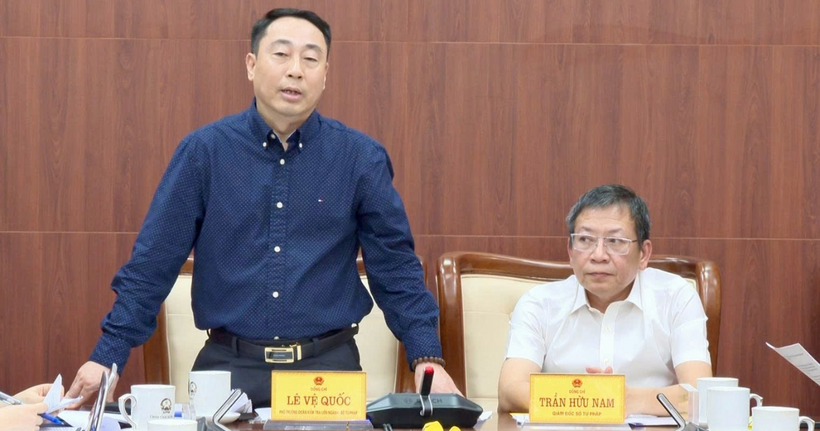 Ông Lê Vệ Quốc - Cục trưởng Cục Đăng ký giao dịch bảo đảm và Bồi thường nhà nước, Bộ Tư pháp. (Ảnh: Bộ Tư pháp)