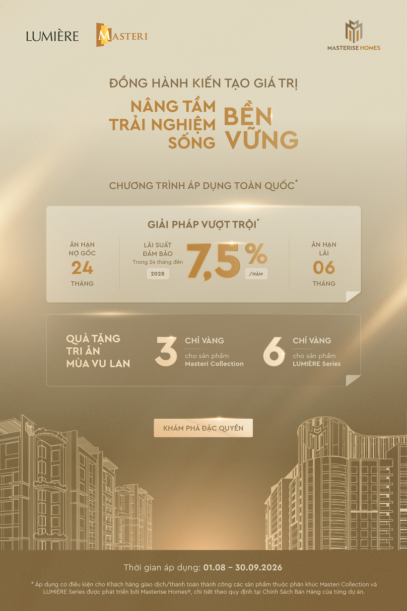 Chương trình "Đồng hành kiến tạo giá trị – Nâng tầm trải nghiệm sống bền vững" được Masterise Homes áp dụng trên toàn quốc. Ảnh Masterise Homes