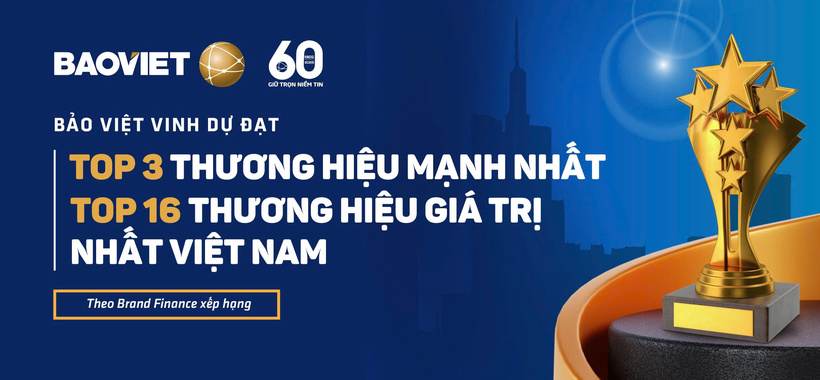 Bảo Việt Top 3 thương hiệu mạnh và Top 16 thương hiệu giá trị nhất Việt Nam. Ảnh: Bảo Việt cung cấp