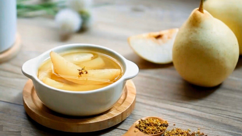 Món ăn lê hấp mật ong. Ảnh: Gia đình & Xã hội