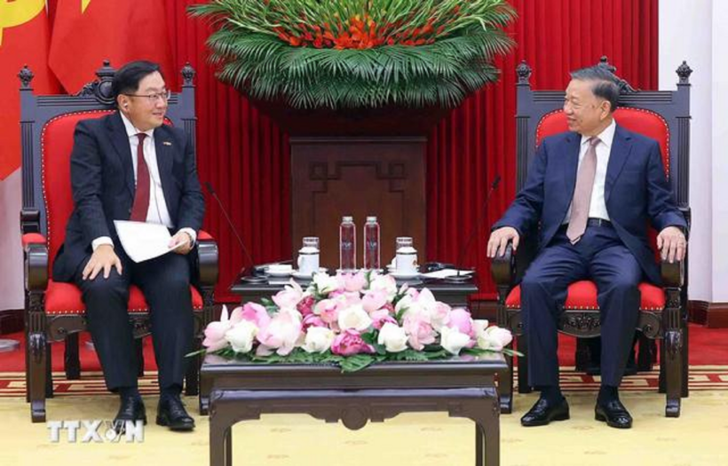 Tổng Bí thư, Chủ tịch nước Tô Lâm đã tiếp Đại sứ Malaysia tại Việt Nam Tan Yang Thai tới chào từ biệt nhân kết thúc nhiệm kỳ công tác (Ảnh: TTXVN).